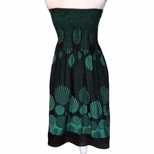 Lapis black and green shell strapless dress